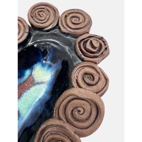 Handcrafted Ceramic Heart Ashtray / Trinket Dish Swirl Design & Glazed Center - Picture 4 of 5